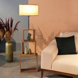 Opviq Lámpara de Pie de Madera Marrón Claro AYD - 2902